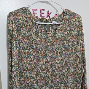 Old Navy Green Floral Smocked Dress